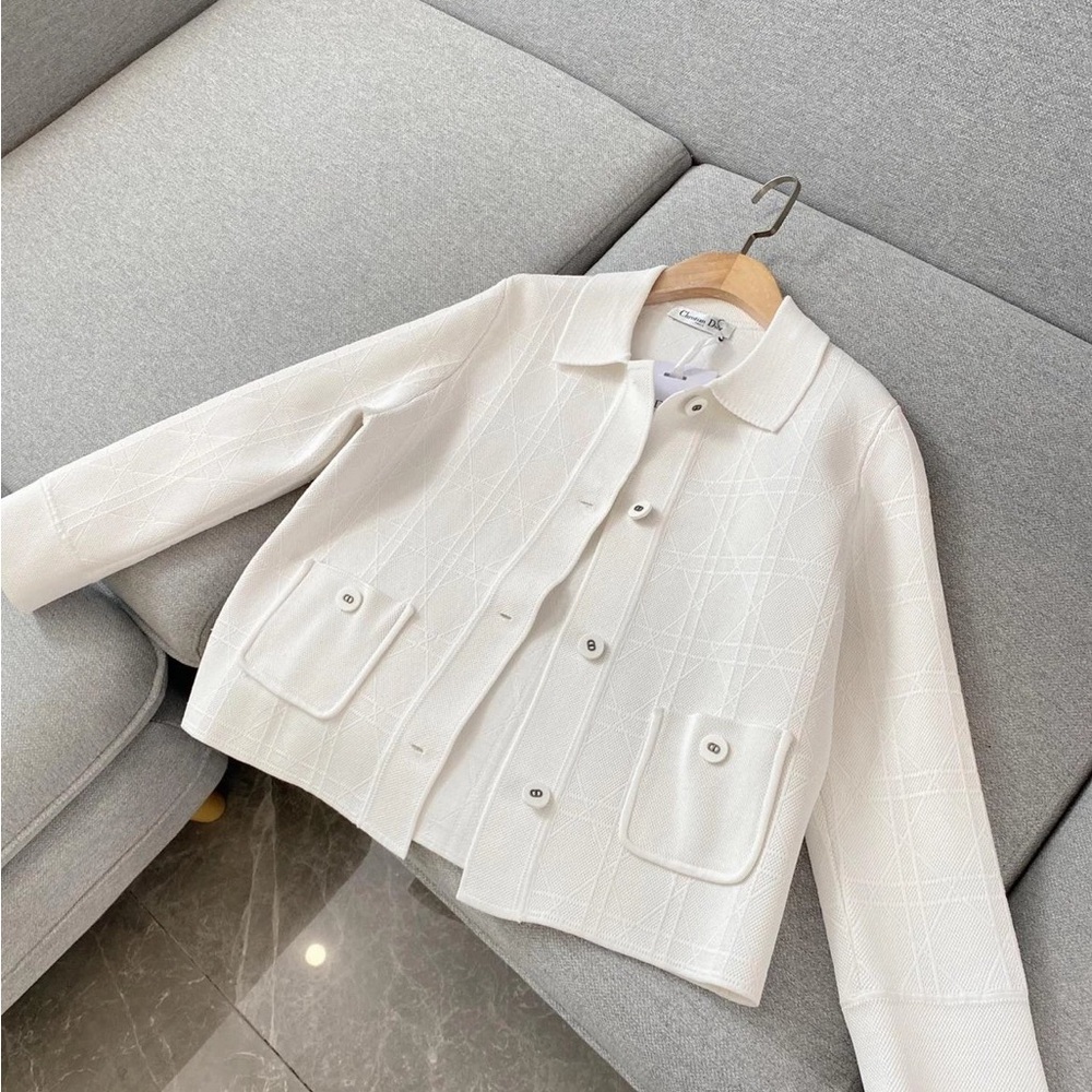 Dior Cream Button-Front Textured Jacket - Picture 2 of 9